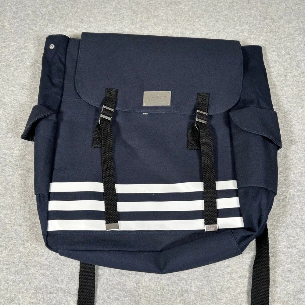 Jean Paul Gaultier Backpack‎ Navy Blue White Stripe Travel Bag Nautical